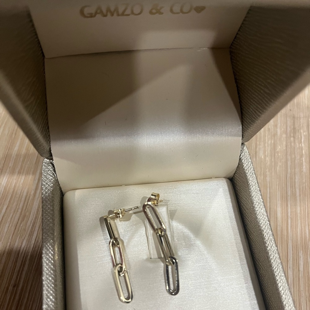 Hallmarked 14K GOLD paper clip earrings. Real Value at 509.99